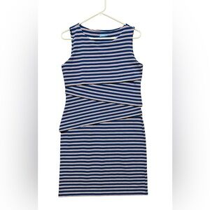 J. McLaughlin Nicola striped tiered dress, Red/White/Blue Stripes Size Medium